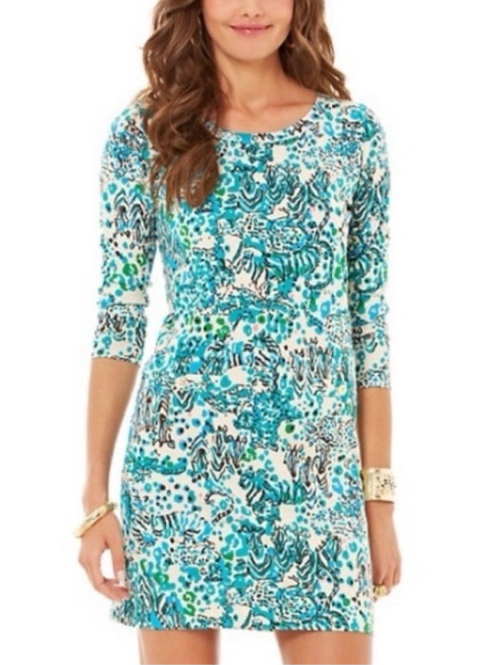 Lilly Pulitzer Corine Sea Oat Printed Long Sleeve Mini Dress, Size XS